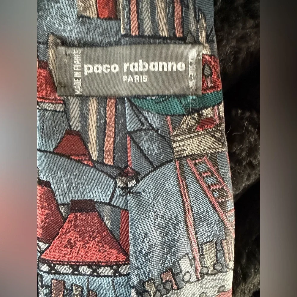Paco Rabanne Paris 100% Silk Big Top Circus Abstract Tie